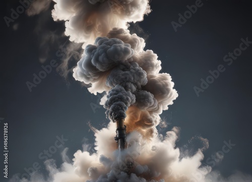 Towering plume of steam, a continuous loop of ethereal vapor , emission, landscape