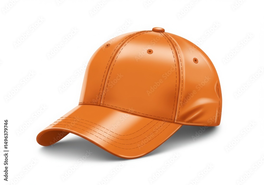 Fototapeta premium Orange baseball cap isolated on white background