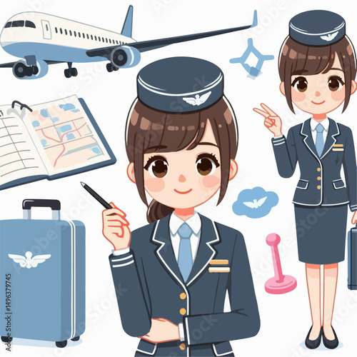 stewardess vector illustration