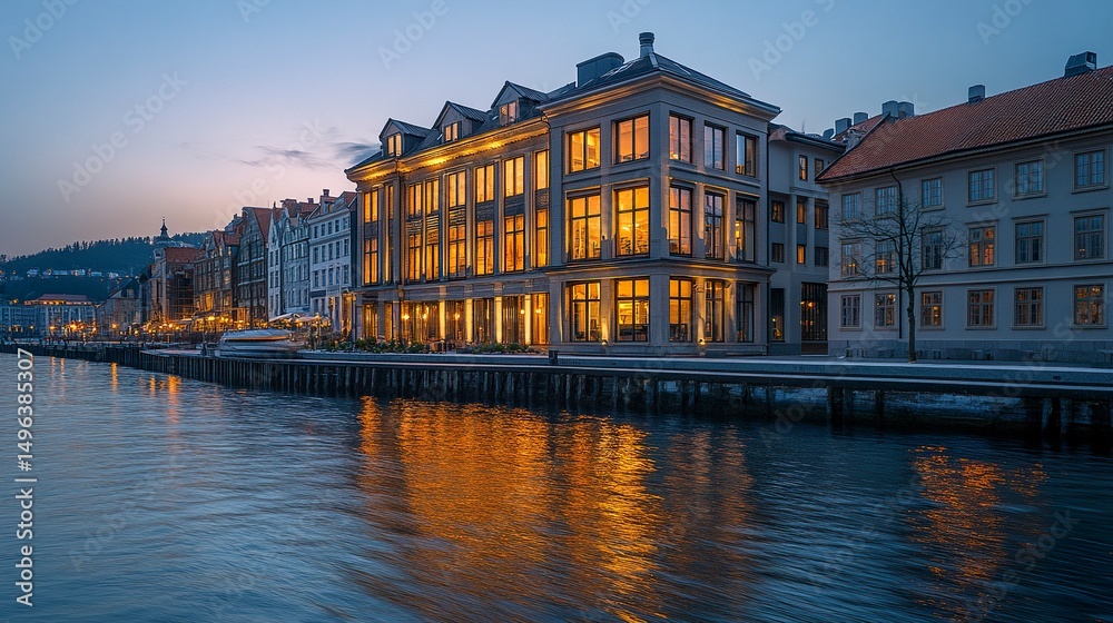 Obraz premium Buildings along the Bergen waterfront; Bergen, Norway