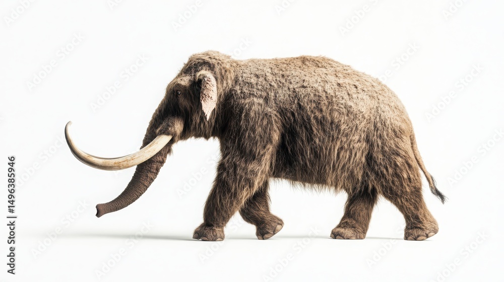 Obraz premium Woolly Mammoth Walking on White Background