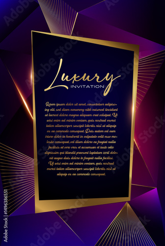 Blue and Gold Decorative Greeting Card, Luxurious Traditional Style with Creative Corners. Elegant Event Flyer with Royal Frame and Minimalist Background Designa