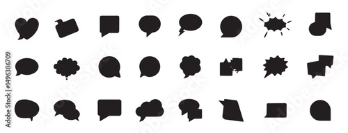 speech bubble icon set talk chat speaking messaging empty blank comment flat illustration design