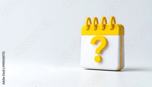 A colorful, modern calendar with a question mark, symbolizing uncertainty or inquiry about upcoming dates or events