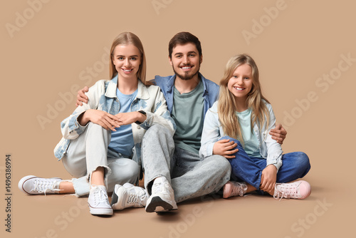 Happy family in stylish den...