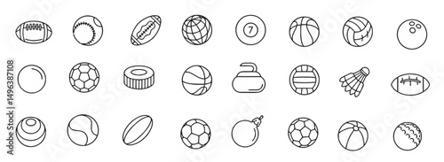 Sport line icon set editable stroke rugby basketball soccer ice hockey sport line icon set editable.