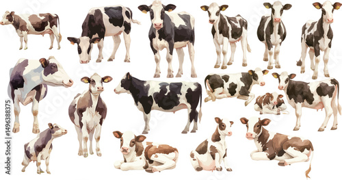 holstein watercolor clipart 