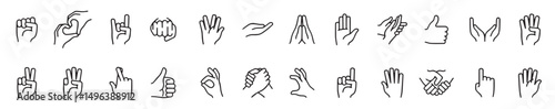 Set different hand gestures including one that says hand