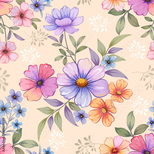 Wallpaper Mural Flowers pattern1490 Torontodigital.ca