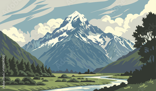 beautiful view of Aoraki / Mount Cook new zealand