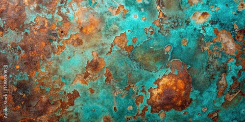 Abstract Teal and Rust Metal Texture High-Resolution Background Image