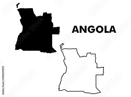 Angola map vector border outline illustration.