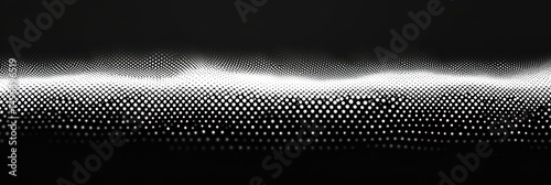 Abstract digital wave pattern composed of white dots on a black background creating a sense of motion and depth