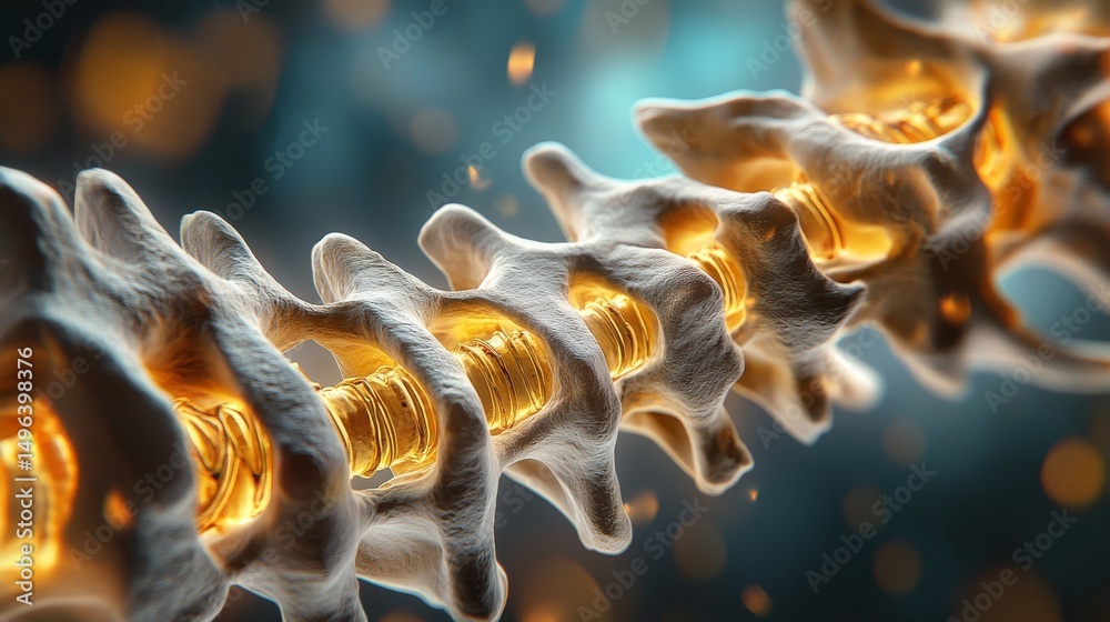 Naklejka premium lumbar disc herniation with nerve compression in ultra-detailed 3d medical illustration