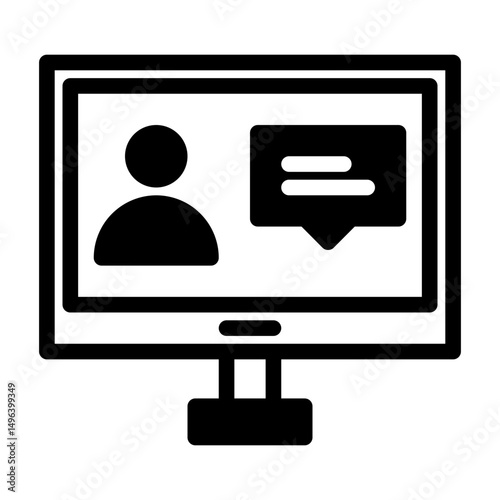 online interview. This is a vector single icon with a semi solid style. perfect for any purpose, such as website design, mobile app design, logo design, pattern design, etc.