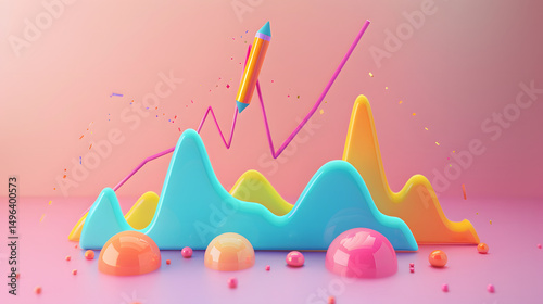 3D financial and stock market icon Trend Chart photo