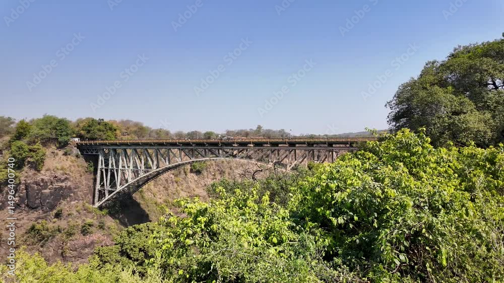 Bridge Border In Victoria Falls Matabeleland North Zimbabwe. Elevated Road Bridge Symbol Of The City Viewed From Above. Recreation Falls Water Fall High Definition. Canyon Water Fall Nature.
