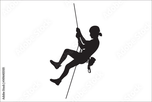 Rock Climber Rappelling Silhouette | Adventure SVG Clipart | Hiking & Climbing Wall Art Design | Digital Download