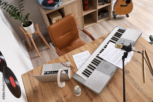 Musician's workplace with s...