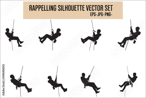 Rock Climber Rappelling Silhouette | Adventure SVG Clipart | Hiking & Climbing Wall Art Design | Digital Download