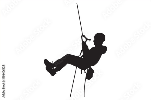 Rock Climber Rappelling Silhouette | Adventure SVG Clipart | Hiking & Climbing Wall Art Design | Digital Download