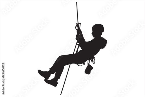 Rock Climber Rappelling Silhouette | Adventure SVG Clipart | Hiking & Climbing Wall Art Design | Digital Download
