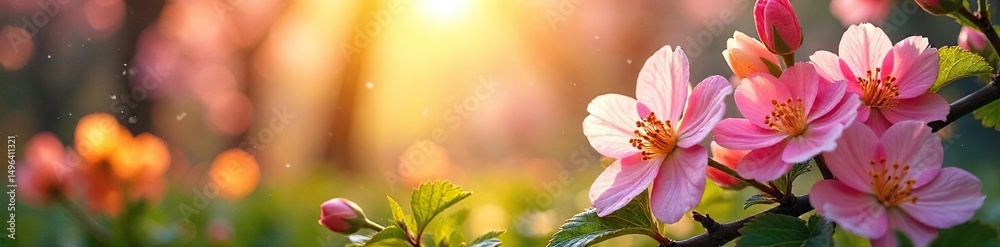 Obraz premium Vibrant spring blossoms burst forth, radiating sunlight and warmth; a profusion of color and life explodes in a breathtaking display of nature's renewal , blooming, colorful