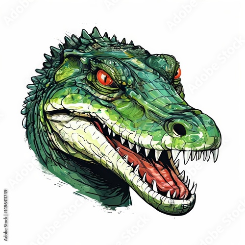 an AI Image Generator, Fierce Crocodile Portrait