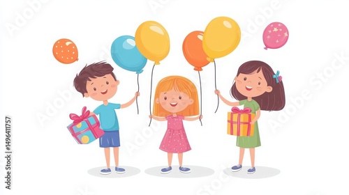 Middle Child Day celebration with personalized gifts isolated on white background 