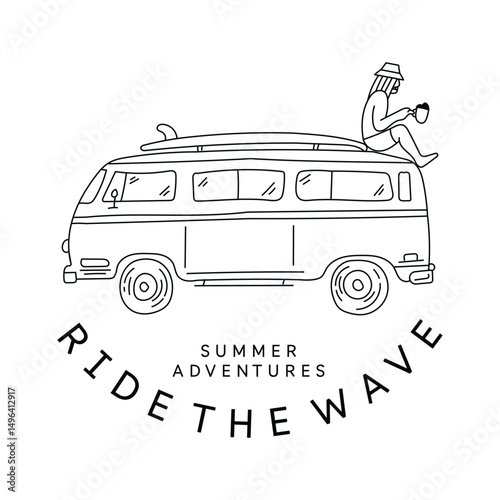 Vector illustration on the theme of surfing and surf. Sport typography, t-shirt graphics, print, poster, banner, flyer, postcard
