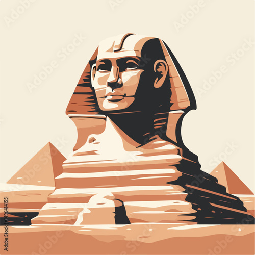 vector illustration of the great sphinx statue of egypt