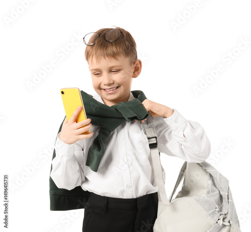 Cute little boy with modern...