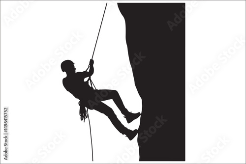 Rappelling Silhouette – Adventure Climber Outdoor Design