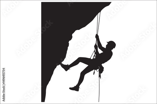 Rappelling Silhouette – Adventure Climber Outdoor Design