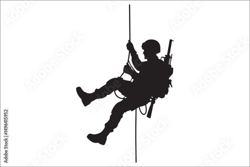 Rappelling Silhouette – Adventure Climber Outdoor Design
