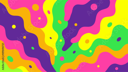 Wavy Abstract Splash of Vibrant Colors. Bright abstract waves with colorful blobs in a playful, modern, and energetic digital style.