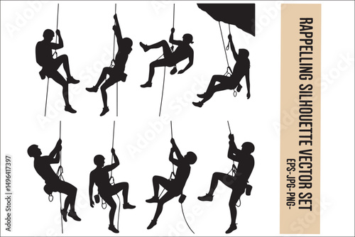Rappelling Silhouette – Adventure Climber Outdoor Design