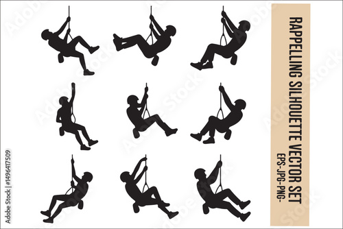 Rappelling Silhouette – Adventure Climber Outdoor Design