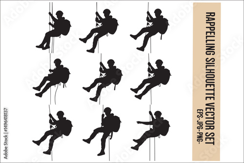 Rappelling Silhouette – Adventure Climber Outdoor Design