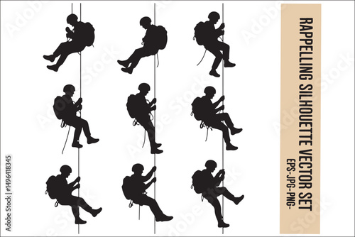 Rappelling Silhouette – Adventure Climber Outdoor Design