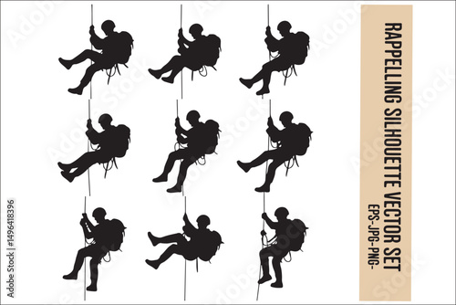 Rappelling Silhouette – Adventure Climber Outdoor Design