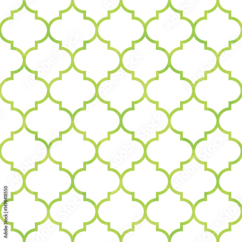 Moroccan tile background texture pattern, exotic, line art, modern yellow green / 異国情緒溢れるモロッカンタイル 背景素材 テクスチャ 模様 エキゾチック ラインアート モダン 黄緑