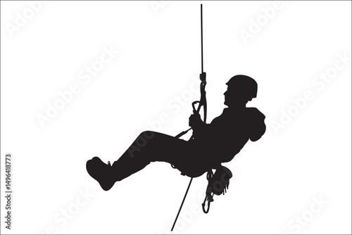 Rappelling Silhouette – Adventure Climber Outdoor Design