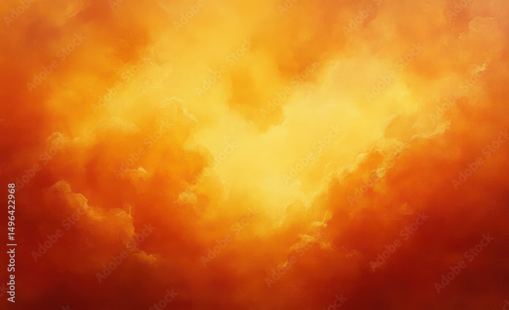 Fototapeta premium Vibrant orange and yellow glowing clouds with a warm, radiant, and uplifting atmosphere