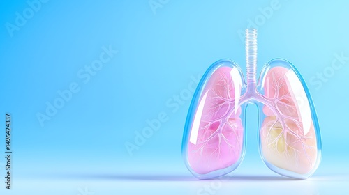 Lungs Medical Illustration on a Blue Background
