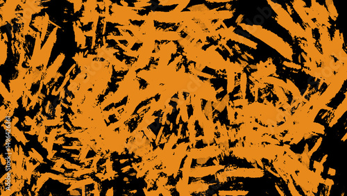 Tableau sur toile Orange strokes in blackness raw abstract art