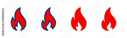 Fire icon vector isolated on white background. Fire flame icon template. Fire flames symbol vector