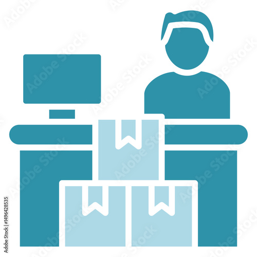 Cash Counter dual tone blue color, mini illustration icon. use for modern concept, print, UI, UX kit, web and app development. Vector related to sales, logistic and ecommerce