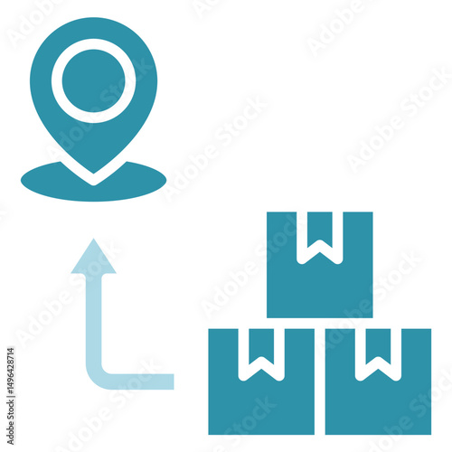 Route dual tone blue color, mini illustration icon. use for modern concept, print, UI, UX kit, web and app development. Vector related to sales, logistic and ecommerce