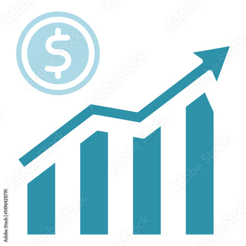 Growth dual tone blue color, mini illustration icon. use for modern concept, print, UI, UX kit, web and app development. Vector related to sales, logistic and ecommerce